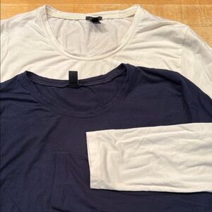 Set of Two J Crew Long Sleeve Shirts in Navy, Cream, L